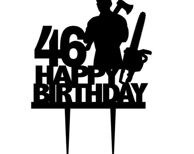 Lumberjack Birthday Cake Topper,Woodworker Cake Topper,Chainsaw Cake topper,Arborist cake topper,Happy Birthday Logger Cake Topper