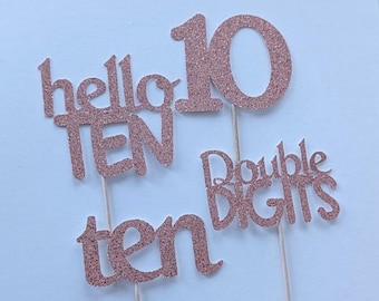 10th Birthday Cupcake Toppers: Double Digits, Set of 12