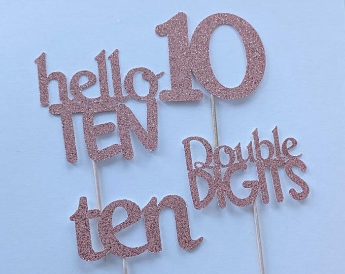 Im 10 cupcake toppers, 10th birthday cupcake toppers, hello 10 cupcake toppers, double digits cupcake toppers, set of 12
