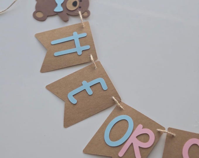 Gender reveal banner, Teddy bear banner, Little bear banner, Little bear gender reveal banner, little bear theme decorations, he or she