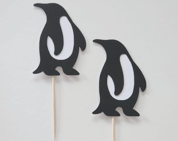 Penguin cupcake toppers, penguin cake toppers, penguin cupcake toppers, penguin toppers, penguin decorations, set of 12