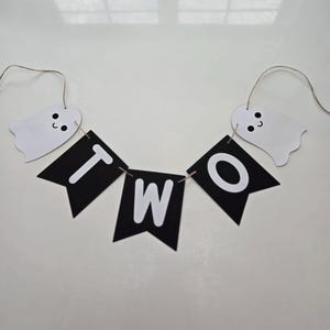 Two spooky birthday banner, spooky two birthday banner, ghost banner, ghost birthday banner, Halloween second birthday banner