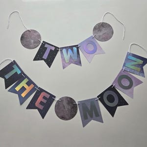 Two the Moon Banner: Space Birthday Party Decoration