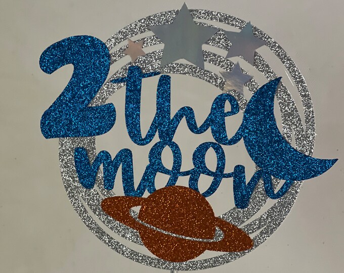 Two the moon cake topper, Two the moon topper, 2nd birthday cake topper, Im two cake topper, Second birthday cake topper, Moon topper