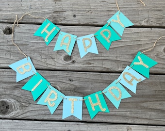 Turquoise banner, turquoise birthday banner, teal banner, mint green banner, aquamarine banner, mint green birthday banner, teal birthday