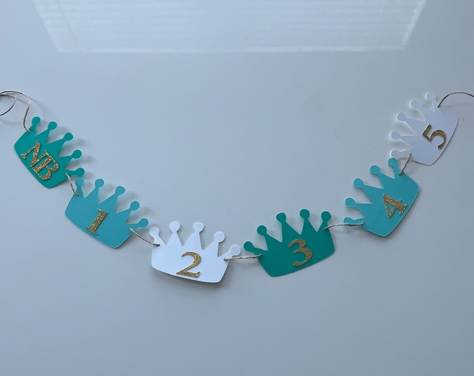 Prince banner, tiara banner, crown photo banner, prince photo banner, first year photo banner, first birthday photo banner, princess photo