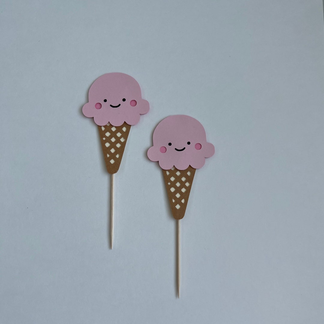 Two Sweet Cupcake Toppers Ice Cream Cupcake Toppers Sweet Etsy