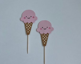 Ice Cream Cupcake Toppers: Handcrafted Paper Party Decorations (Set of 12)