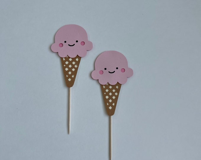 Two sweet cupcake toppers, ice cream cupcake toppers, sweet one toppers, set of 12
