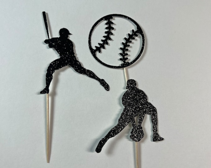 Baseball cupcake toppers, baseball cake toppers, Athlete cupcake toppers, baseball player cupcake toppers, baseball birthday toppers