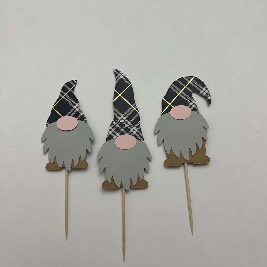 Gnome Cupcake Toppers, Gnome Toppers, Christmas Cupcake Toppers
