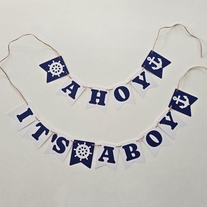 Ahoy It's A Boy Banner: Nautical Baby Shower Decor