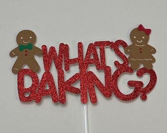 Christmas Gingerbread Gender Reveal Cake Topper: What's Baking