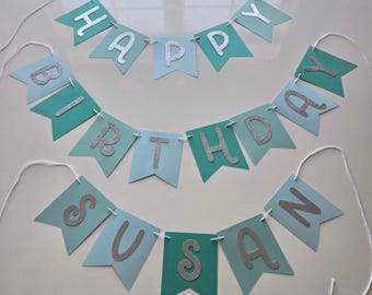 Teal & Mint Green Birthday Banner: Pre-Hung Party Decor
