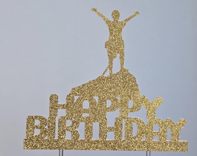 Rock Climbing Birthday Cake Topper: Customizable Colors