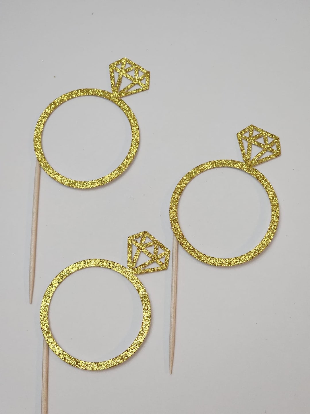 Engagement Ring Cupcake Toppers: Gold Glitter Bridal Shower Decor (set ...