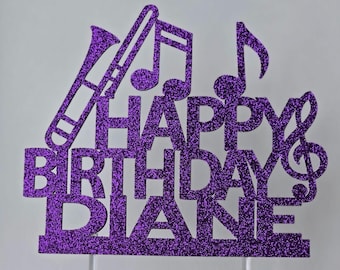 Trombone cake topper, Trombone player cake topper, Music cake topper, musical instrument cake topper, trombone birthday cake topper
