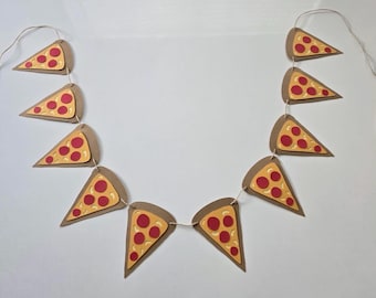Pizza banner, pizza garland, pizza birthday banner, pizza happy birthday banner, pizza party decorations