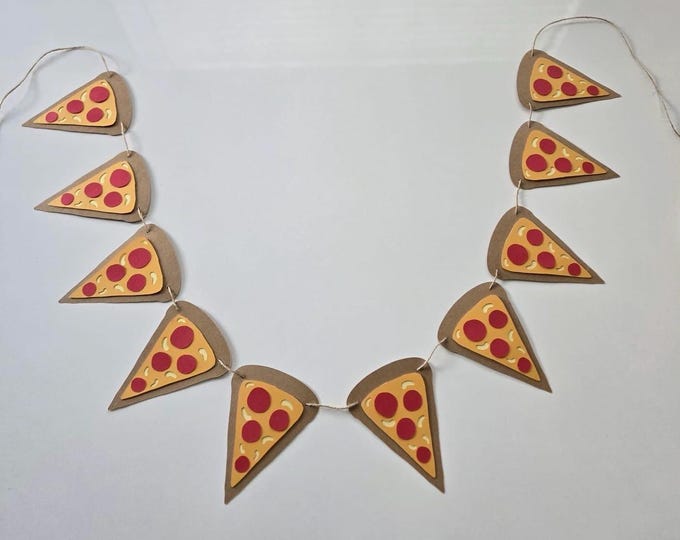 Pizza banner, pizza garland, pizza birthday banner, pizza happy birthday banner, pizza party decorations