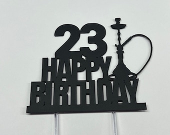 Hookah Birthday Cake Topper: Custom Color, Handmade Paper Decoration