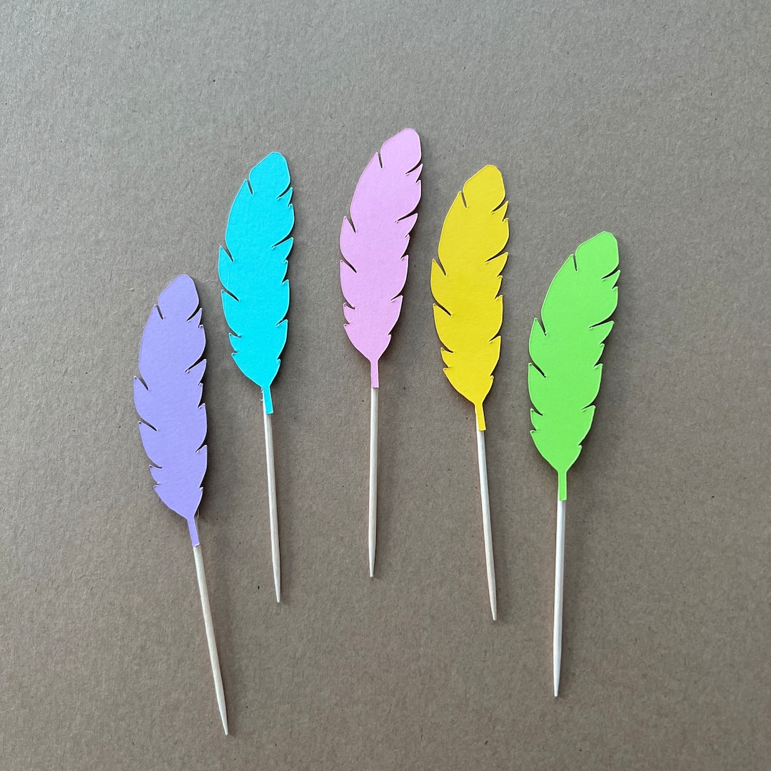 Feather Cupcake Toppers, Feather Toppers, Feather Cake Toppers, Feather
