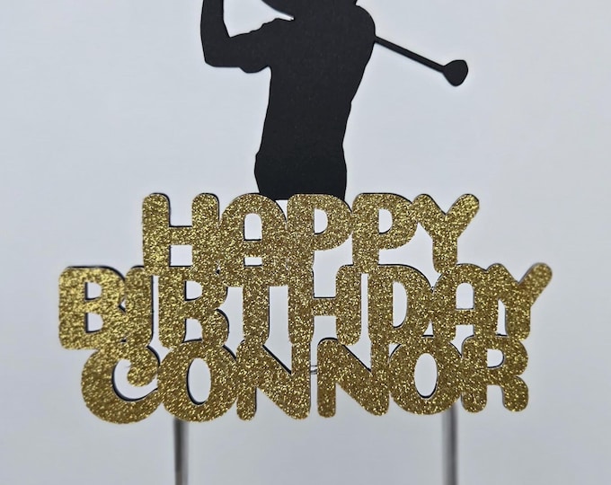 Golf Birthday Cake Topper: Golfer Silhouette, Custom Colors