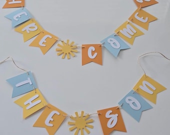 Here Comes The Son Banner: Sunshine Baby Shower Decor