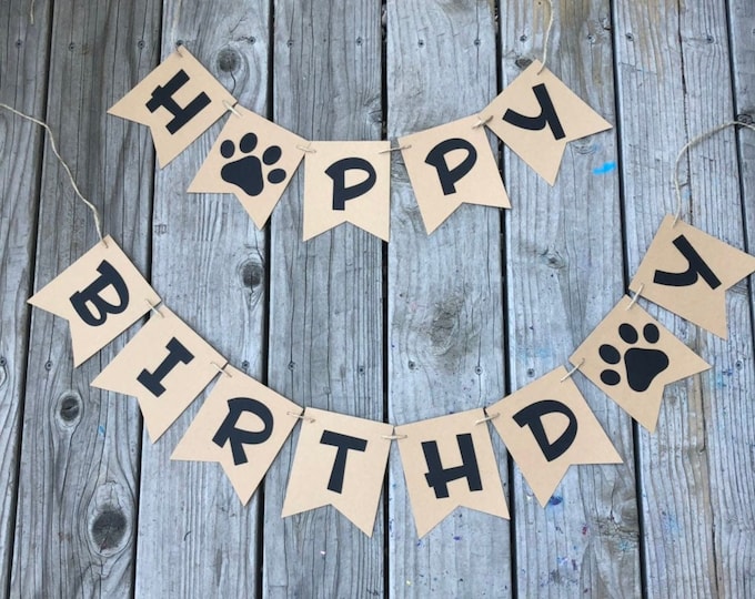 Paw banner, paw print banner, dog banner, dog birthday banner, puppy banner, puppy birthday banner, dog first birthday banner