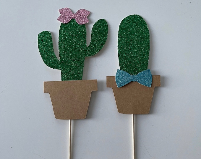 Cactus gender reveal cupcake toppers, Cactus cupcake toppers, Desert gender reveal cupcake toppers, Cactus cupcake toppers, cactus toppers