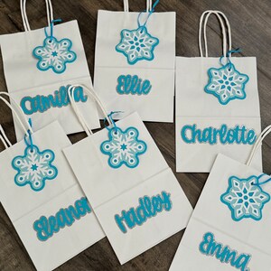 16pcs Winter Onederland 1st Birthday Party Favor Bags - Pink Silver Snowflake Treat Bags