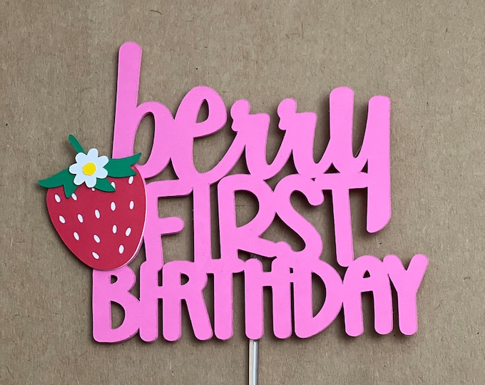 Strawberry cake topper, berry cake topper, strawberry first birthday cake topper, one berry cake topper, berry first birthday cake topper