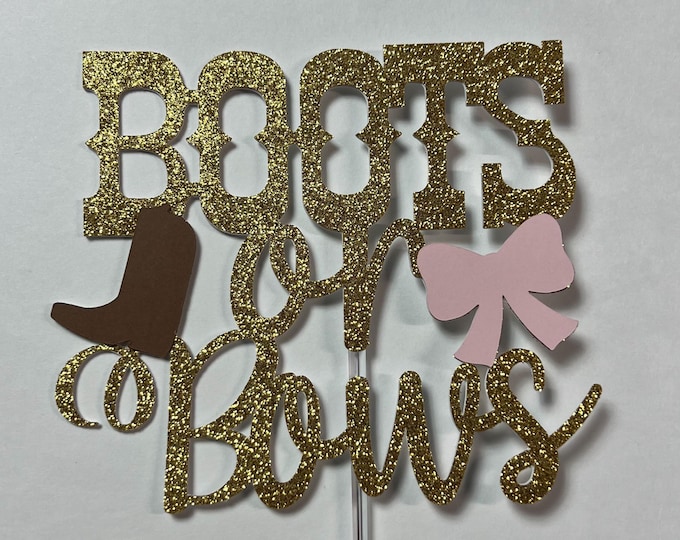 Cowboy gender reveal cake topper, cowgirl gender reveal cake topper, western gender reveal cake topper, boots or bows cake topper