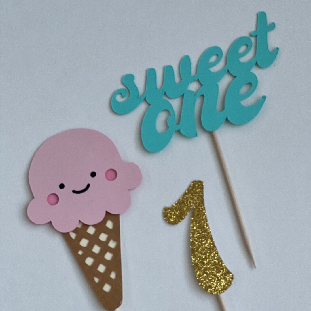 Sweet One Cupcake Toppers, Ice Cream Cupcake Toppers, Sweet One Toppers, Set of 12 Etsy
