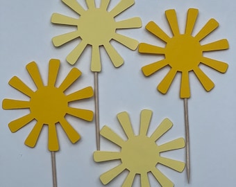 Sun cupcake toppers, sunny cupcake toppers, sunshine cupcake toppers, little sunshine cupcake toppers, sunny toppers, set of 12 toppers