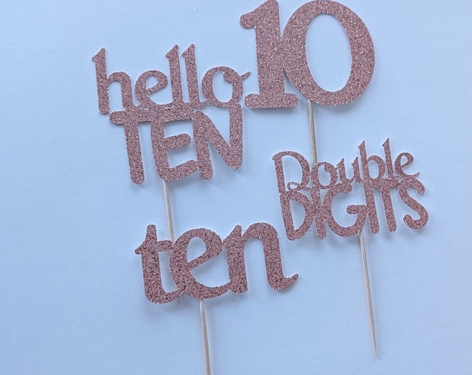 Im 10 cupcake toppers, 10th birthday cupcake toppers, hello 10 cupcake toppers, double digits cupcake toppers, set of 12