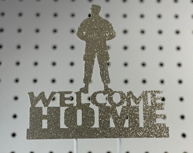 Soldier cake topper, welcome home soldier cake topper, welcome home cake topper, soldier topper, soldier birthday cake topper