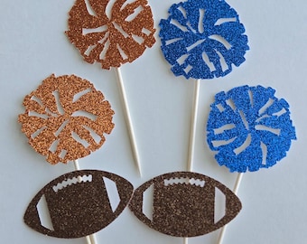 Football Gender Reveal Cupcake Toppers - Set of 12