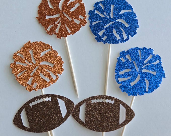 Football Gender Reveal Cupcake Toppers - Set of 12