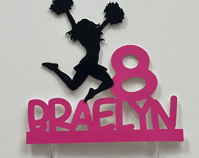 Cheer cake topper, Cheerleader cake topper, Cheerleading cake topper, Poms cake topper, Cheer birthday cake topper, cheerleading birthday