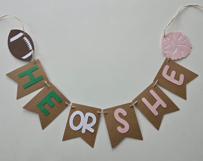 Gender reveal banner, football gender reveal banner, football or cheerleader gender reveal banner, football or cheerleader banner