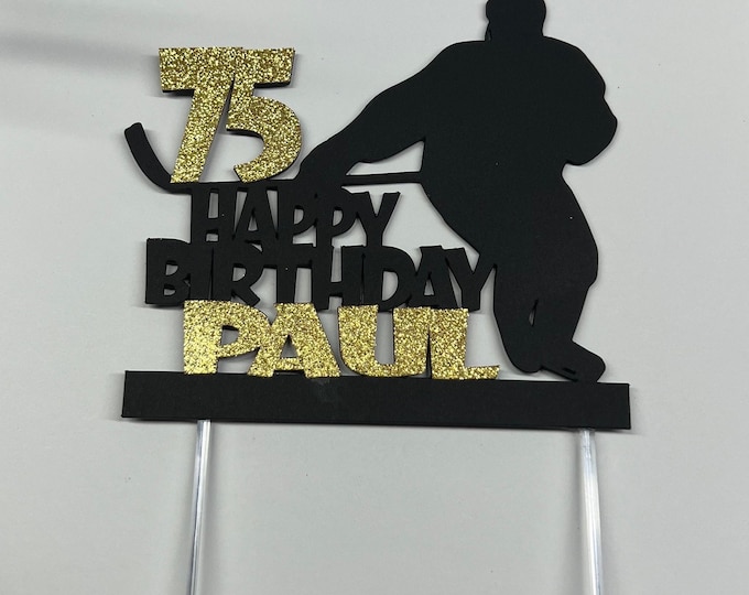 Hockey cake topper, Hockey player cake topper, Hockey birthday cake topper, Hockey player birthday cake topper, Hockey topper