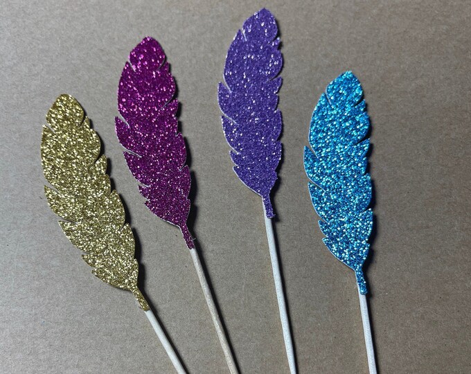 feather cupcake toppers, Feather toppers, Feather cake toppers, Feather confetti, feather party decorations, feather loose confetti