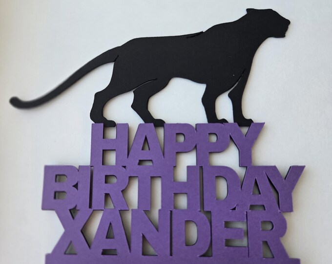 Panther Birthday Cake Topper: Custom Color, Sparkle Finish