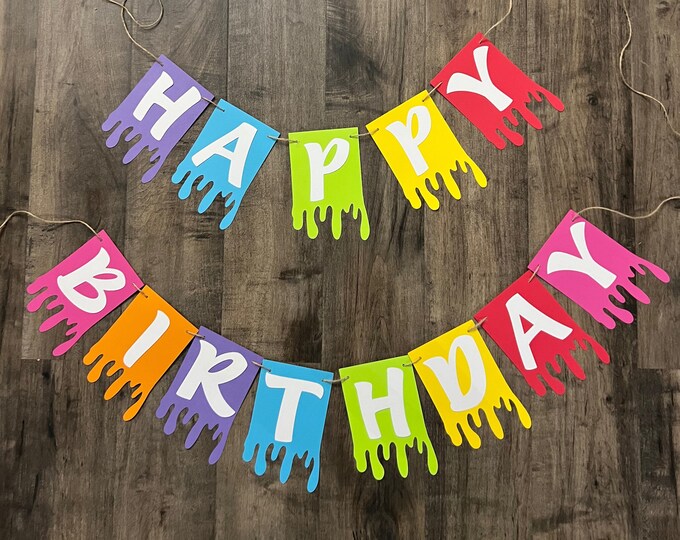 Rainbow banner, colorful banner, painting banner, paint banner, artist banner, slime birthday banner, artistic birthday banner