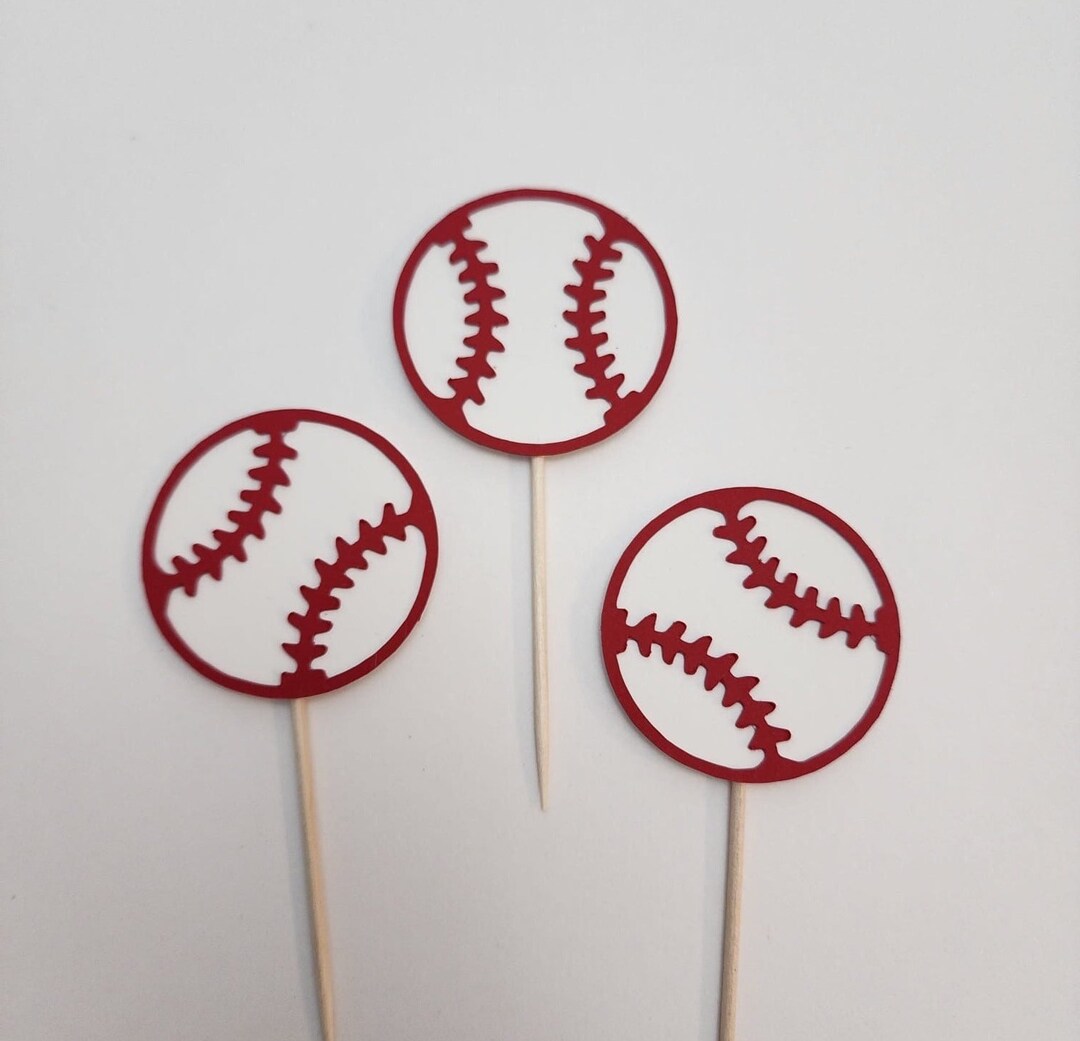 Baseball Cupcake Toppers Baseball Cupcake Toppers Baseball Etsy