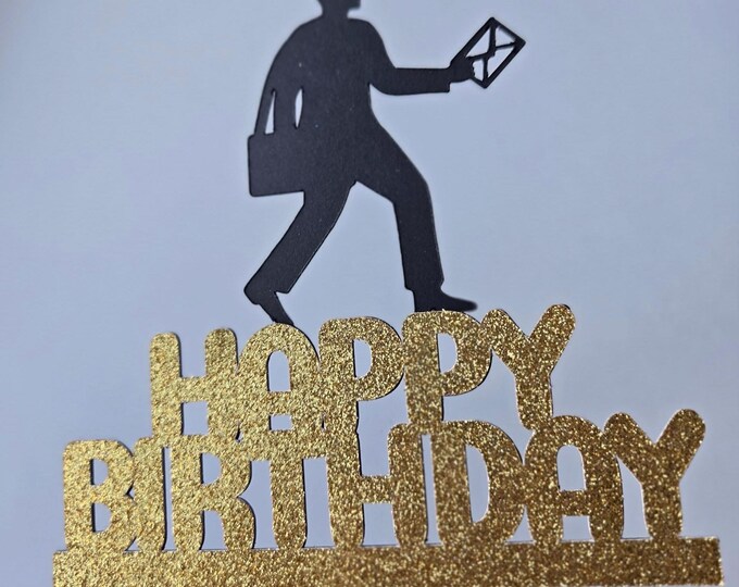 Mailman Birthday Cake Topper: Custom Color Paper Decoration