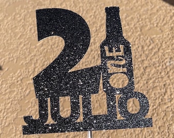21st Birthday Beer Bottle Cake Topper