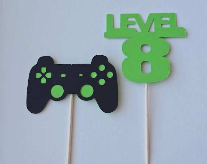 video games cupcake toppers, gamer cupcake toppers, gaming cupcake toppers, game controller cupcake toppers, Video gamer toppere, set of 12