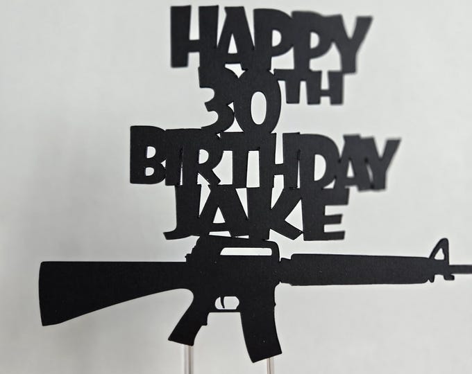 Gun cake topper, gun lovers Cake topper, rifle cake topper, Ak 47 cake topper, gun birthday cake topper, gun topper