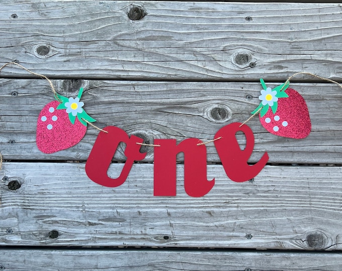 Strawberry banner, berry birthday banner, berry banner, first birthday banner, berry one banner, strawberry first birthday banner